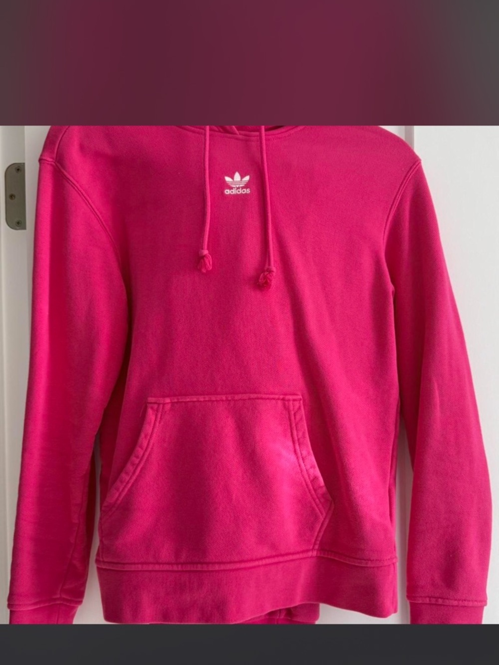 adidas Women's Bright Pink Crewneck Hoodie Sweatshirt